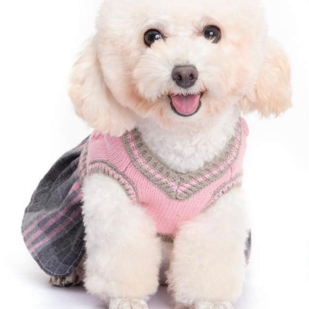 Dog Sweater Dress Plaid for X-Small dogs